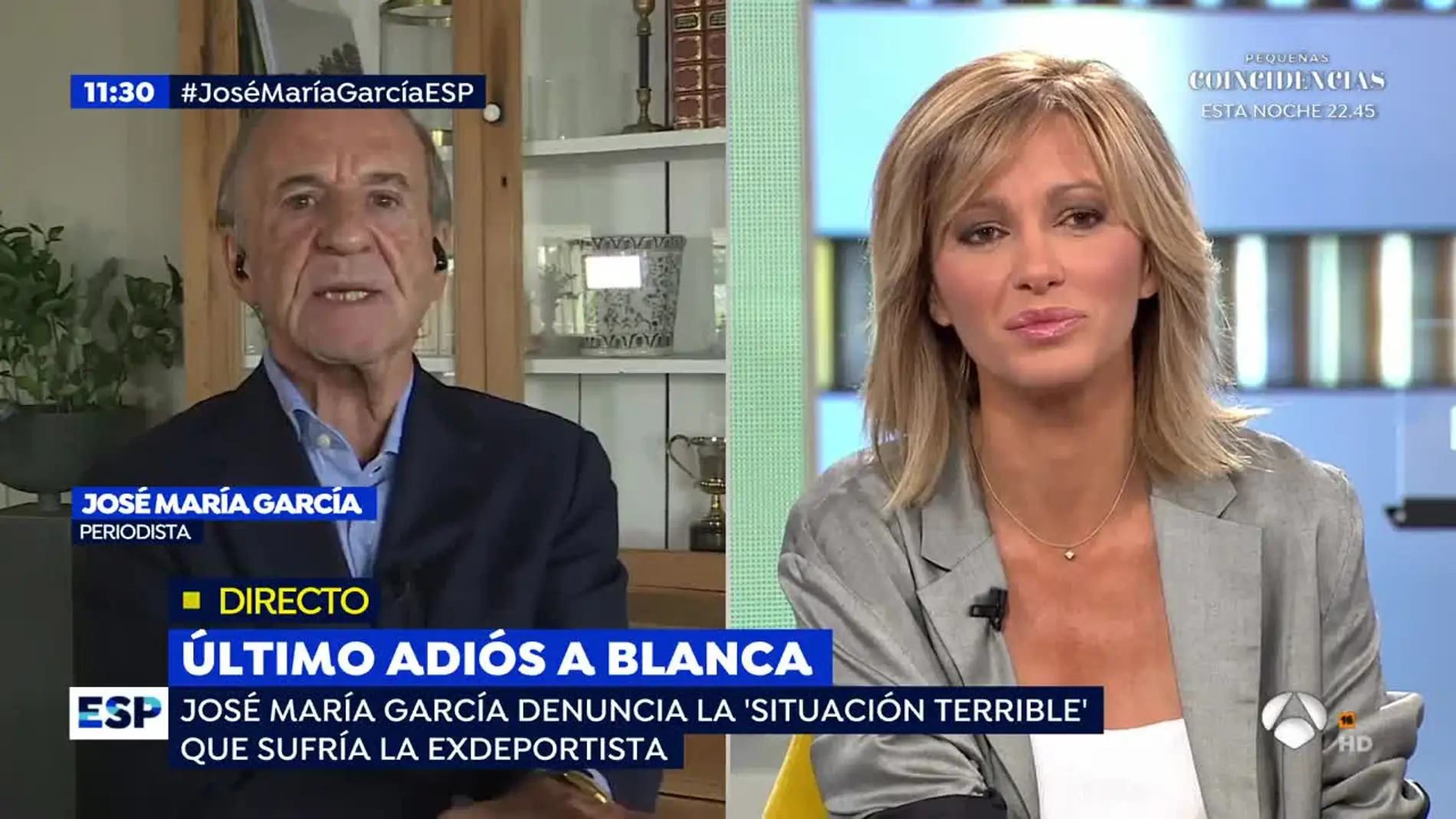 El periodista José María García en una entrevista a Espejo Público