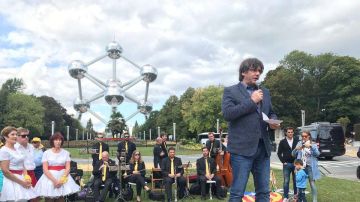 Carles Puigdemont en un acto en Bruselas