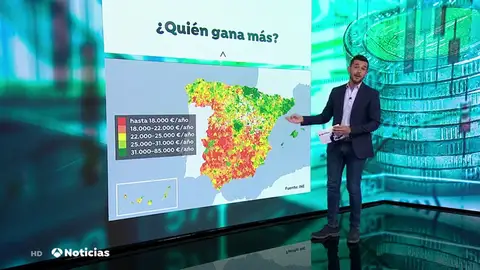 La diferencia de sueldos entre el norte y el sur de España puede superar los 60.000 euros La diferencia de sueldos entre el norte y el sur de España puede superar los 60.000 euros