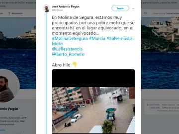 Captura del tuit principal del hilo de la moto de Molina de Segura Captura del tuit principal del hilo de la moto de Molina de Segura