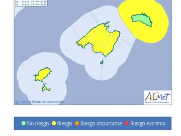 AEMET activa la alerta amarilla en Baleares por la llegada de la DANA debido a las fuertes lluvias, tormentas, viento y mala mar AEMET activa la alerta amarilla en Baleares por la llegada de la DANA debido a las fuertes lluvias, tormentas, viento y mala mar