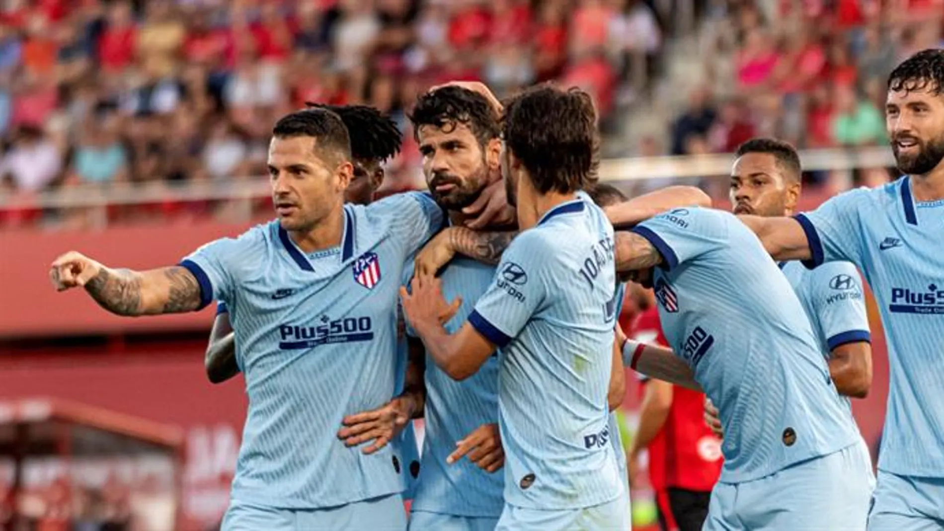 Los jugadores del Atlético de Madrid celebran el gol Los jugadores del Atlético de Madrid celebran el gol