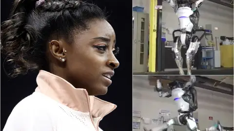 Simone Biles alucina con el robot acróbata de Boston Dynamics Simone Biles alucina con el robot acróbata de Boston Dynamics