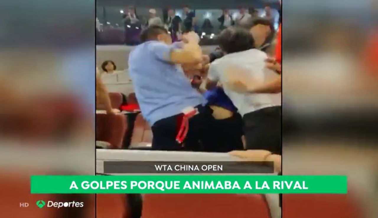 puñetazos y patadas en la grada durante un partido de tenis puñetazos y patadas en la grada durante un partido de tenis