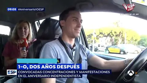 David, el taxista que acompaña a 'Espejo Público' en Barcelona durante el 1-O: "La situación ha mejorado" David, el taxista que acompaña a 'Espejo Público' en Barcelona durante el 1-O: "La situación ha mejorado"