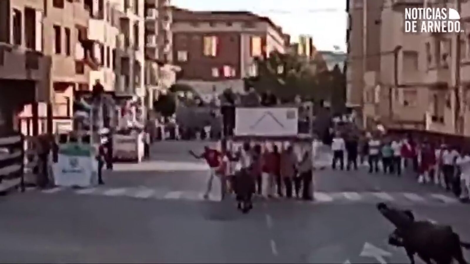 Un hombre es cogido y volteado por un toro durante el encierro de Arnedo 