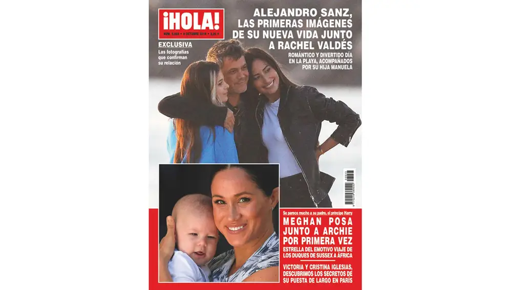 Alejandro Sanz junto a Rachel Valdés y su hija Manuela 