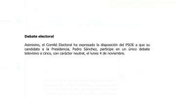 Pedro Sánchez acudirá a un único debate electoral