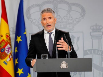 El ministro de Interior en funciones, Fernando Grande - Marlaska, durante su comparecencia de prensa