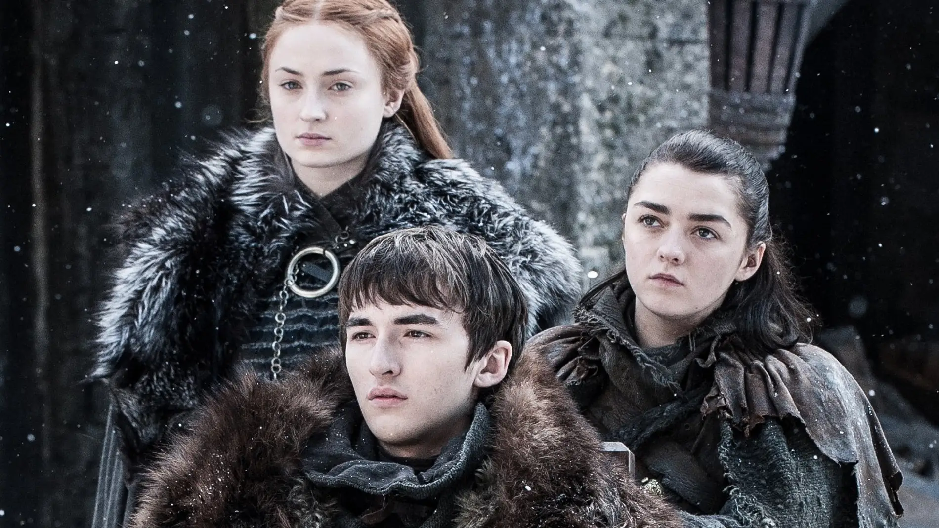 Sansa, Bran y Arya Stark en 'Juego de Tronos'
