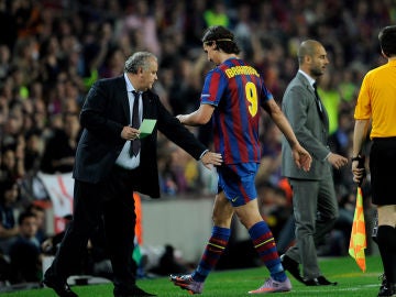 Ibrahimovic y Guardiola, durante su etapa en el Barcelona