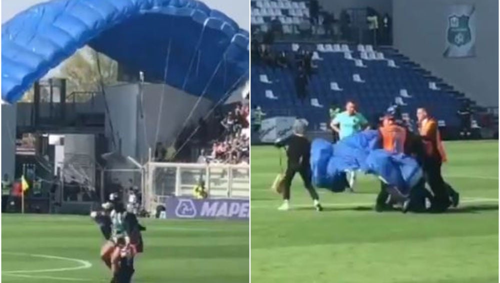 Un espontáneo aterriza en pleno partido del Inter de Milán