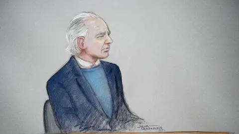 Imagen de Julian Assange ante la Justicia británica Imagen de Julian Assange ante la Justicia británica
