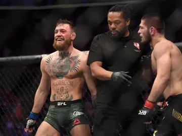 Khabib y McGregor durante su histórico combate en Las Vegas Khabib y McGregor durante su histórico combate en Las Vegas