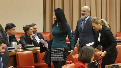 Macarena Olona, de Vox y otros diputados de la formación verde abandonan la Diputación Permanente tras ser expulsada por la presidenta del Congreso. Macarena Olona, de Vox y otros diputados de la formación verde abandonan la Diputación Permanente tras ser expulsada por la presidenta del Congreso.