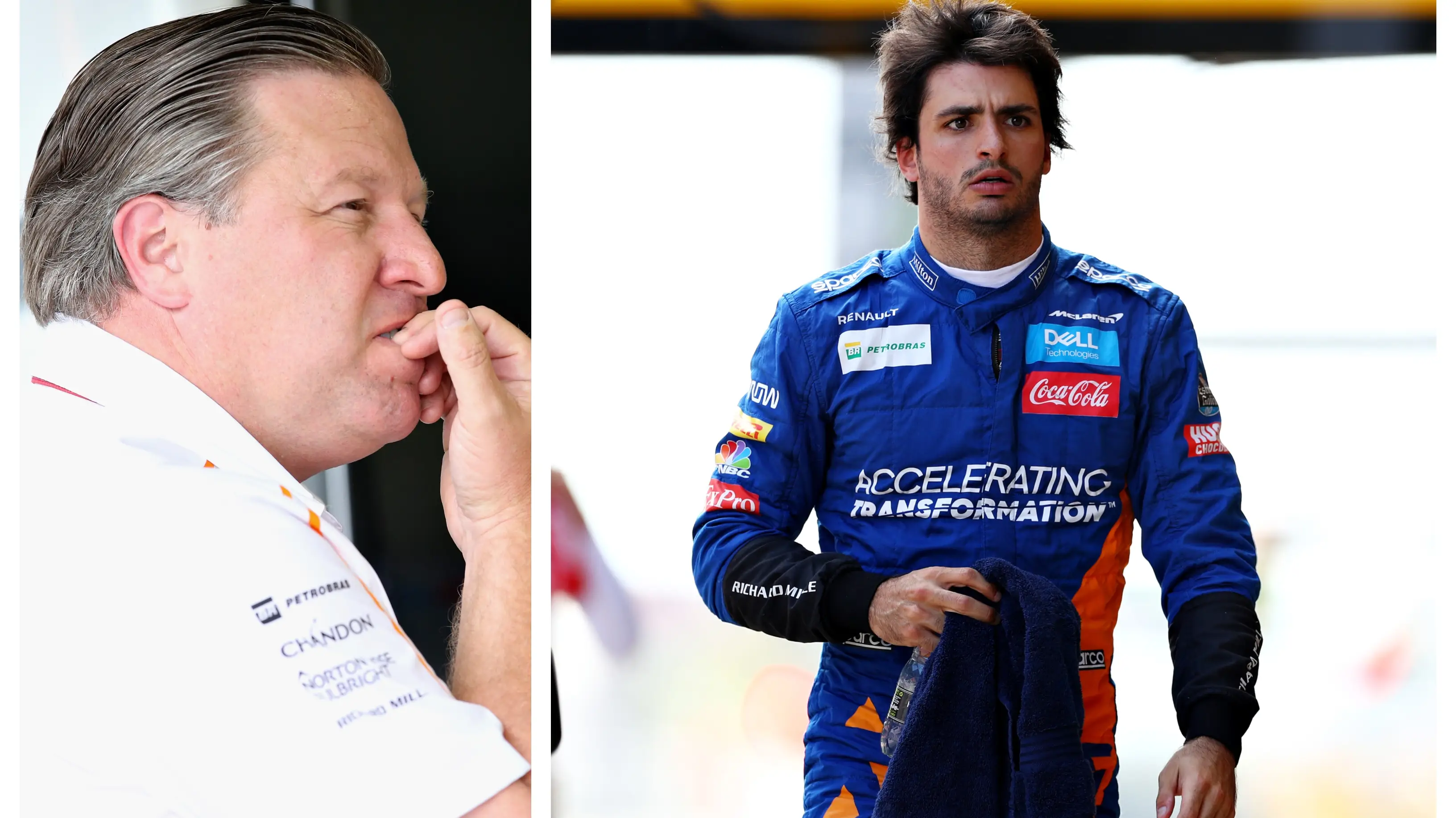 Zak Brown, responsable de McLaren y Carlos Sainz