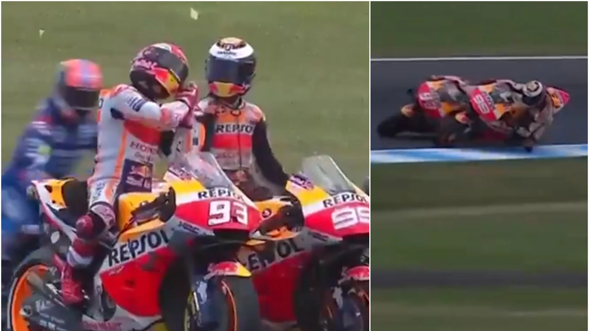 Bronca de Marc Márquez a Lorenzo por su toque en Phillip Island Bronca de Marc Márquez a Lorenzo por su toque en Phillip Island