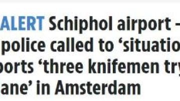 Titular del diario The Sun, alertando sobre los tres posibles hombres armados