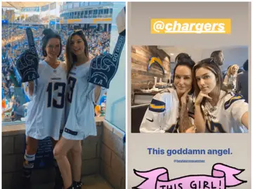 Lauren Summer y Kayla Lauren durante el partido de los Chargers Lauren Summer y Kayla Lauren durante el partido de los Chargers