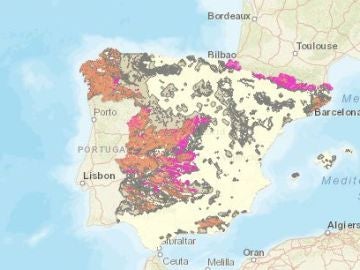 Mapa del gas radón en España
