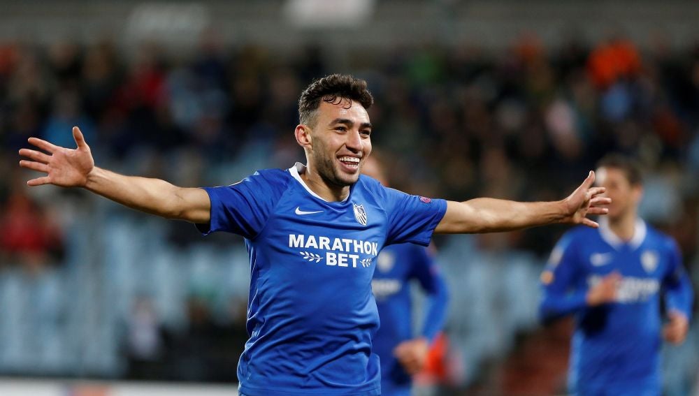 Munir celebra uno de sus tres goles