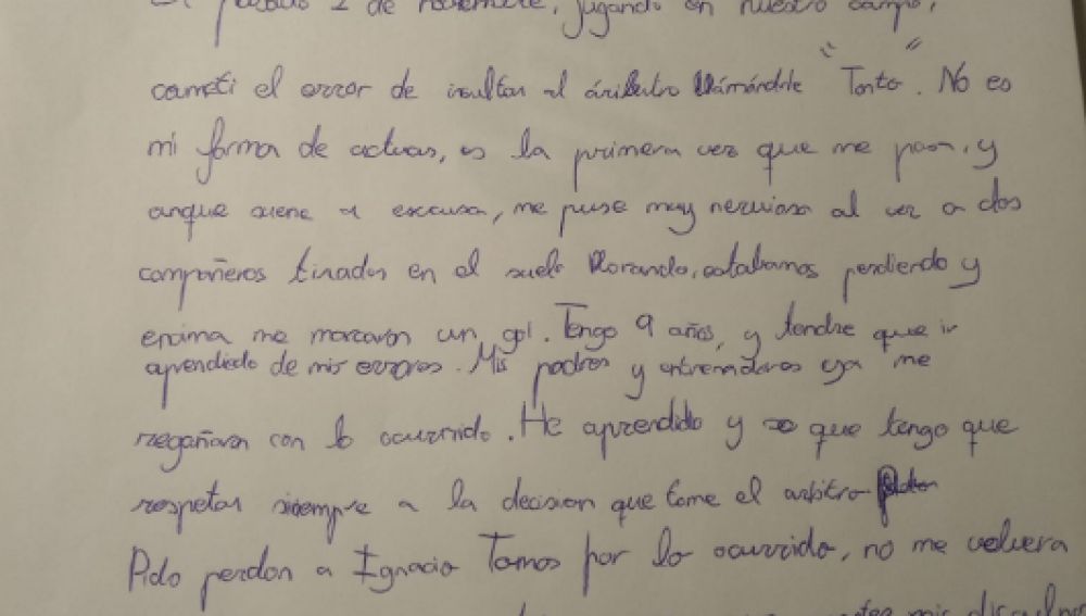 La carta de Sergio al colegio de árbitros
