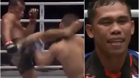 Brutal KO tras una patada en la cabeza Brutal KO tras una patada en la cabeza