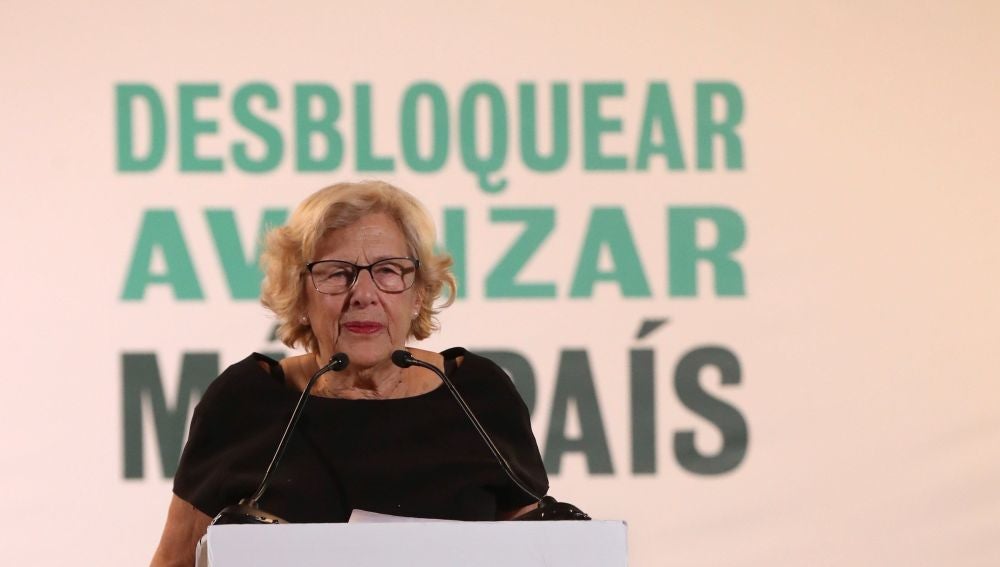 Manuela Carmena en el mitin de Más País