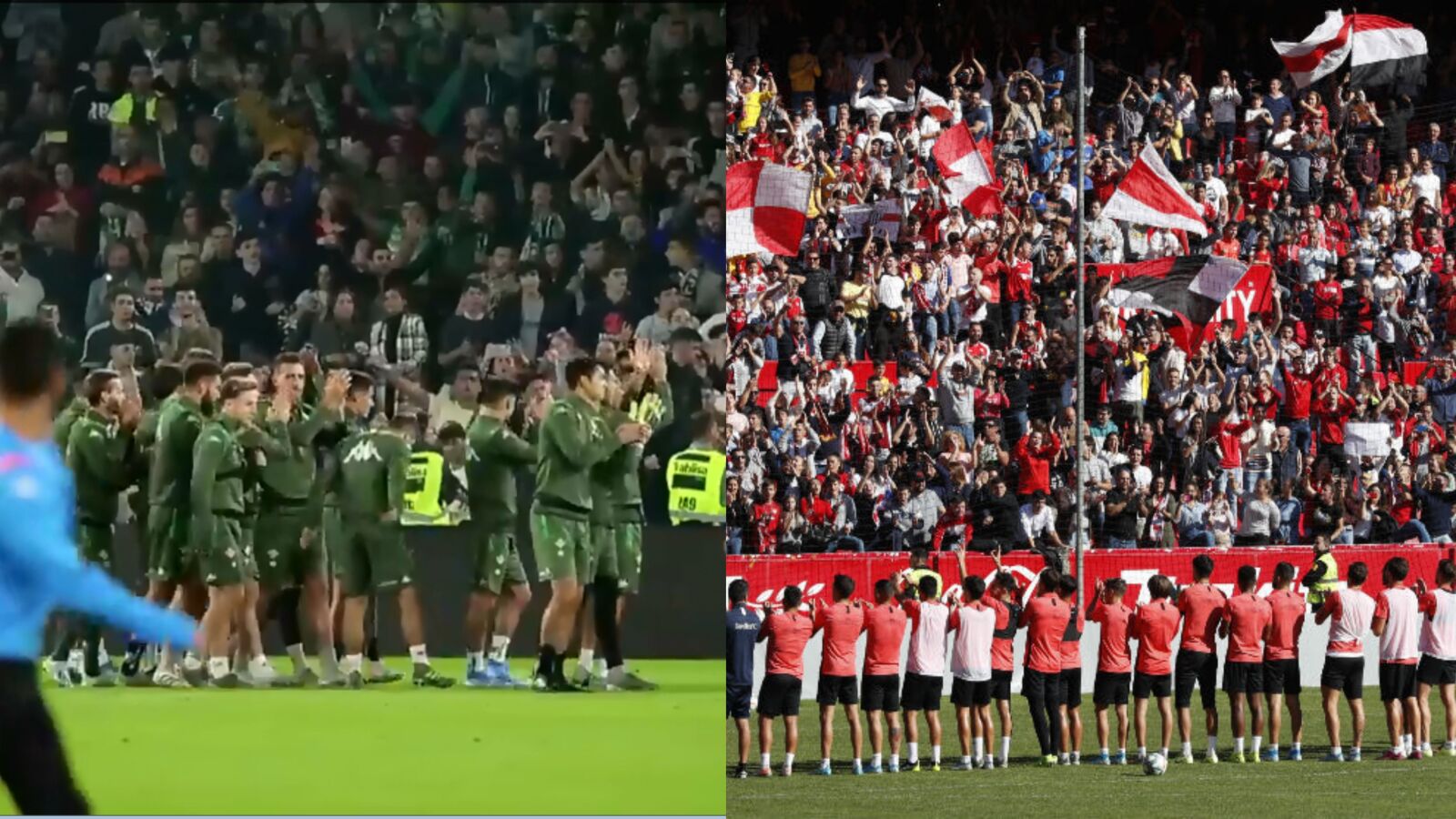 Betis y Sevilla se dan un baño de masas antes del derbi en el Villamarín