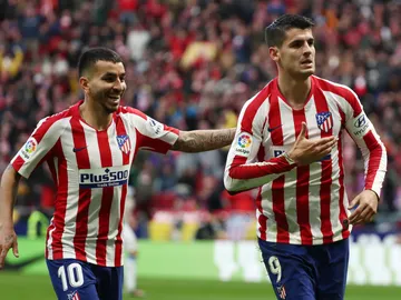 Álvaro Morata celebra uno de sus goles con el Atlético Álvaro Morata celebra uno de sus goles con el Atlético