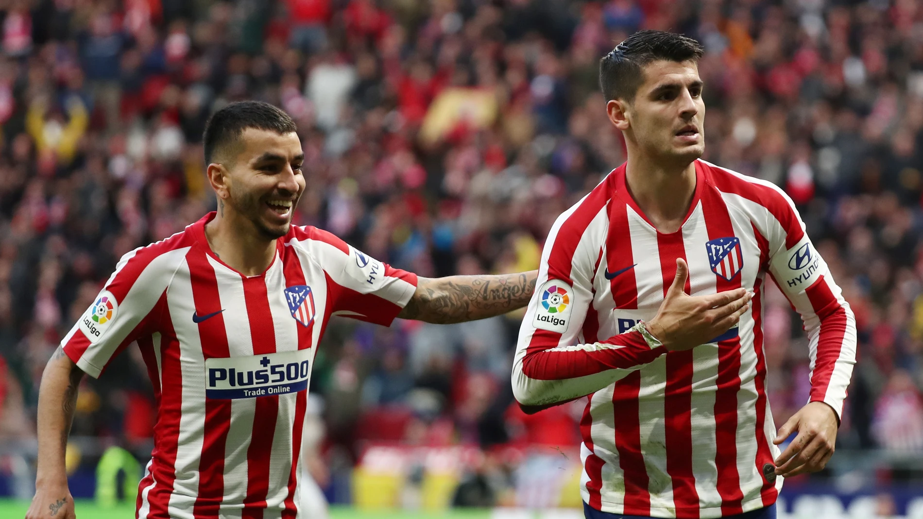 Álvaro Morata celebra uno de sus goles con el Atlético Álvaro Morata celebra uno de sus goles con el Atlético