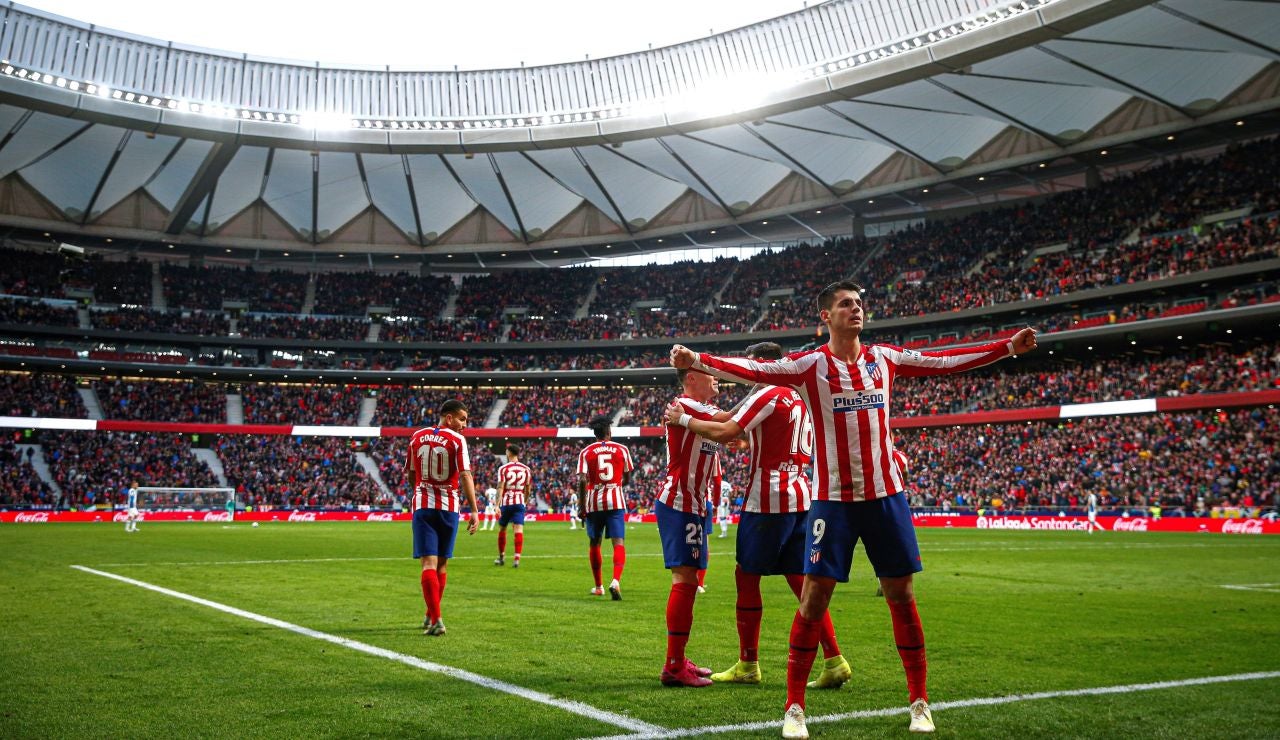 Morata celebra su gol al Espanyol Morata celebra su gol al Espanyol