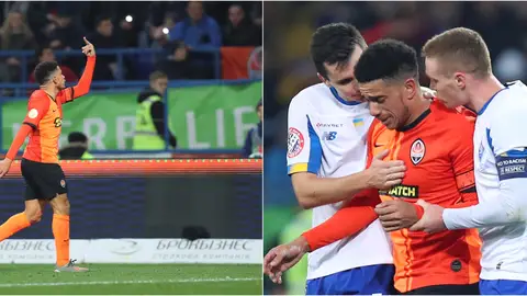 Momento en el que Taison se encara con la grada y es expulsado Momento en el que Taison se encara con la grada y es expulsado