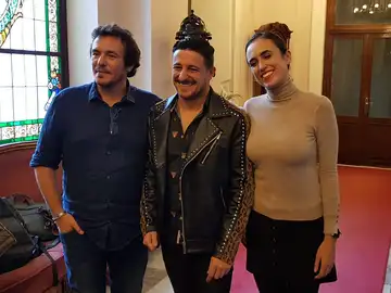David Palomar, el alcalde de Cádiz y la delegada de Fiestas, durante el anuncio del pregonero David Palomar, el alcalde de Cádiz y la delegada de Fiestas, durante el anuncio del pregonero