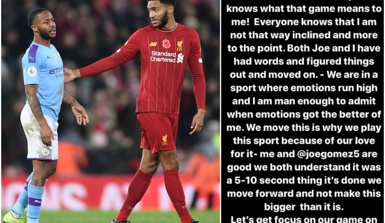 Sterling y Joe Gómez durante el encuentro entre Manchester City y Liverpool Sterling y Joe Gómez durante el encuentro entre Manchester City y Liverpool