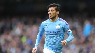 David Silva, durante un partido con el Manchester City
