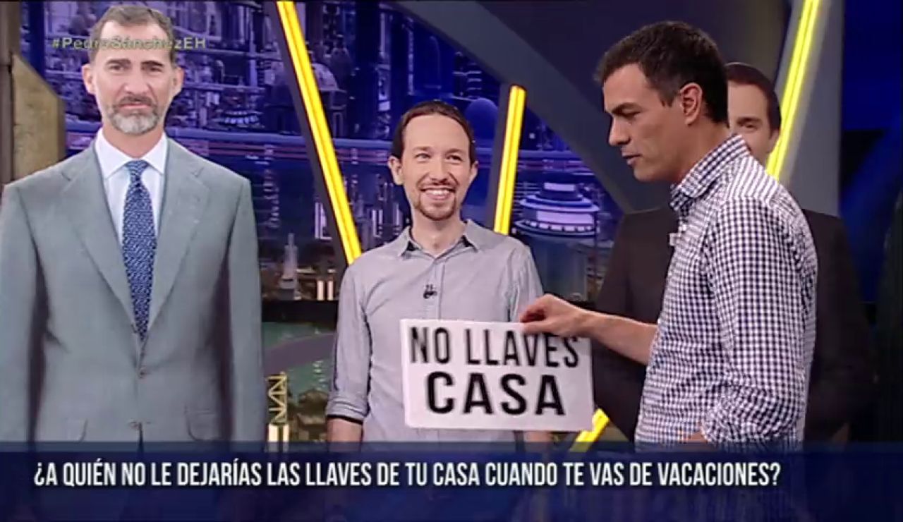 Cuando Pedro Sánchez confesó en 'El Hormiguero' que no dejaría las llaves de su casa a Pablo Iglesias Cuando Pedro Sánchez confesó en 'El Hormiguero' que no dejaría las llaves de su casa a Pablo Iglesias