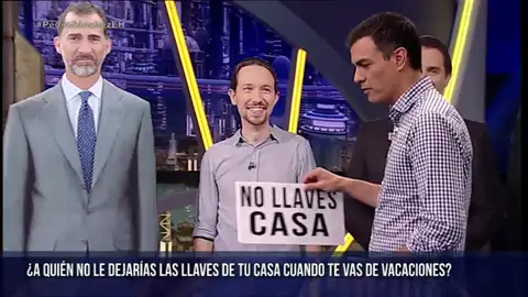 Cuando Pedro Sánchez confesó en 'El Hormiguero' que no dejaría las llaves de su casa a Pablo Iglesias Cuando Pedro Sánchez confesó en 'El Hormiguero' que no dejaría las llaves de su casa a Pablo Iglesias