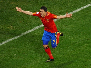 David Villa durante un partido de la Selección Española