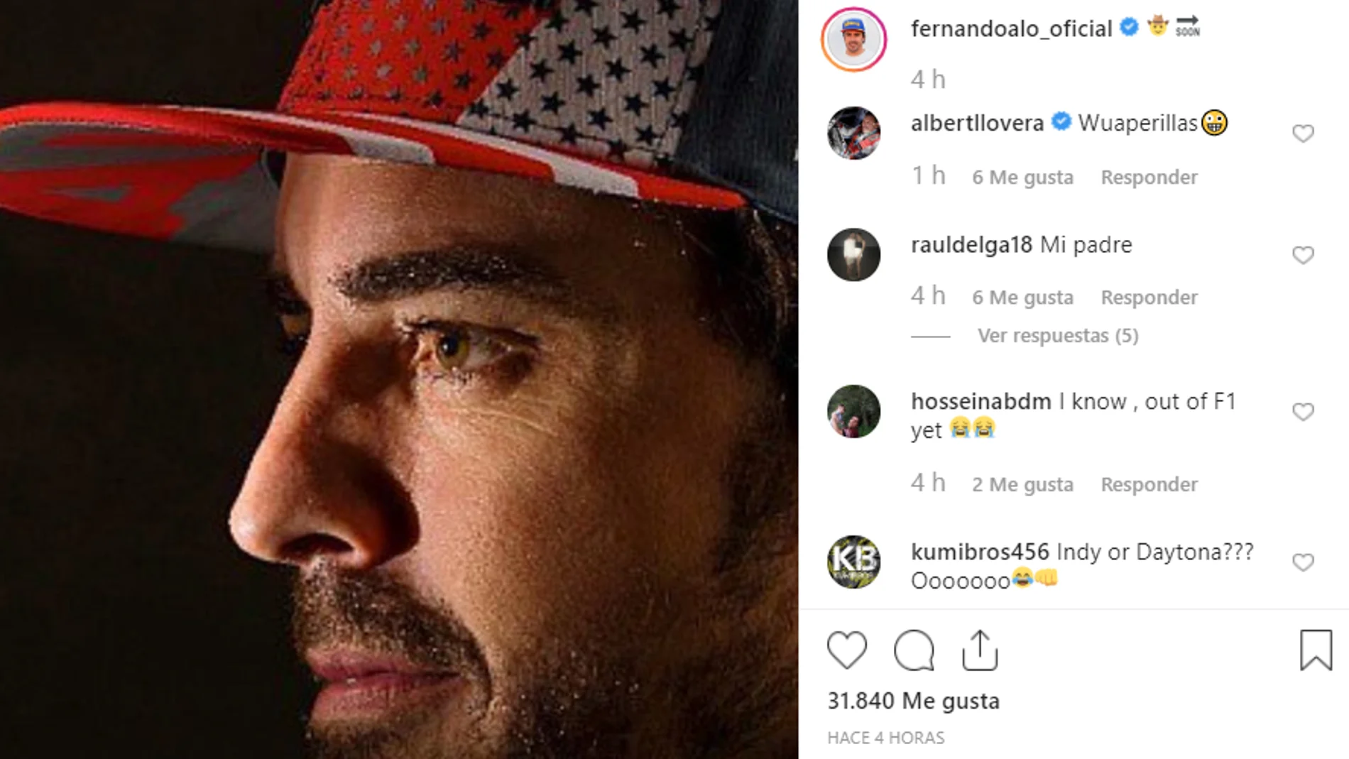 Fernando Alonso en Instagram Fernando Alonso en Instagram