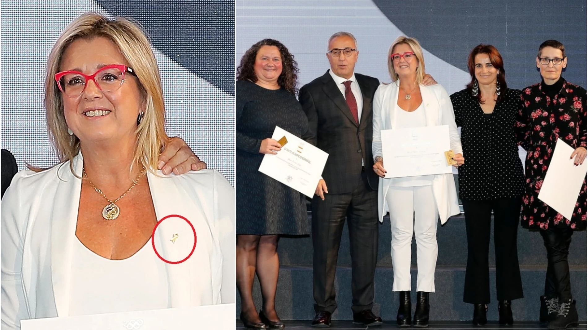 Anna Tarrés porta el lazo amarillo en el acto de homenaje del COE Anna Tarrés porta el lazo amarillo en el acto de homenaje del COE