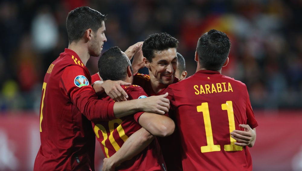 Los jugadores de la Selección celebran un gol ante Malta