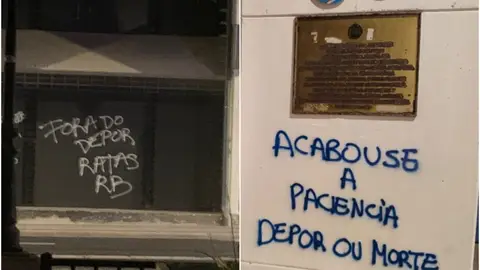 Aparecen pintadas en Riazor Aparecen pintadas en Riazor