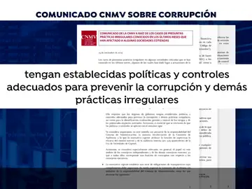La CNMV exige a las empresas informar sobre los casos de corrupción La CNMV exige a las empresas informar sobre los casos de corrupción