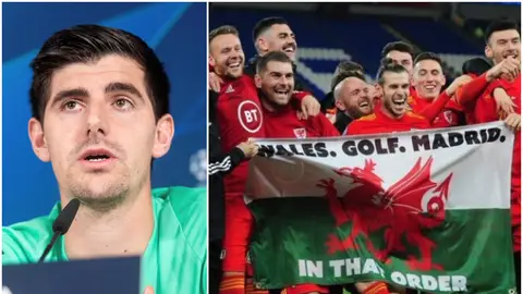 Courtois durante la rueda de prensa previa el encuentro de Champions contra el PSG Courtois durante la rueda de prensa previa el encuentro de Champions contra el PSG
