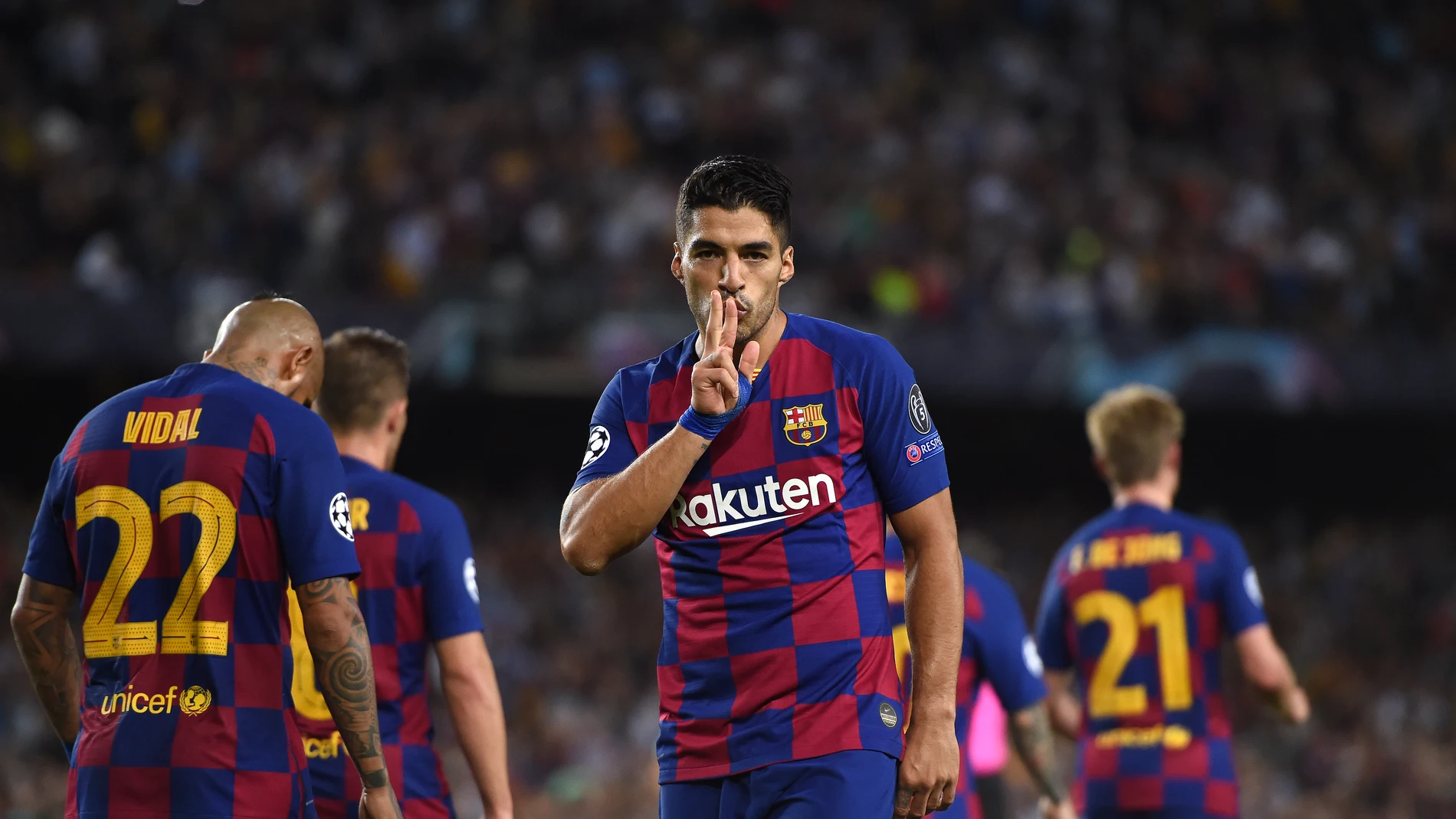 Luis Suárez durante el partido de Champions League contra el Inter Luis Suárez durante el partido de Champions League contra el Inter