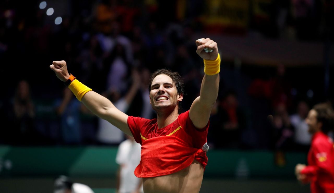 Rafa Nadal celebra la victoria en la Copa Davis Rafa Nadal celebra la victoria en la Copa Davis