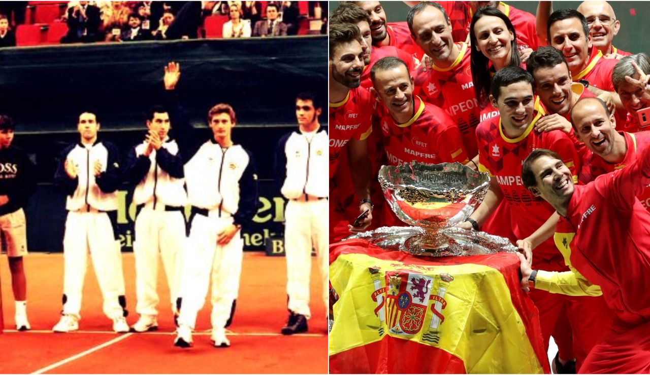 Rafa Nadal, en una foto de 2000 y otra de 2019