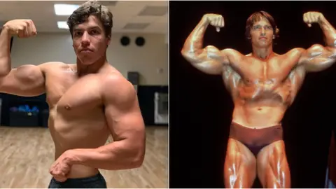 Joseph Baena y su padre Arnold Schwarzenegger Joseph Baena y su padre Arnold Schwarzenegger