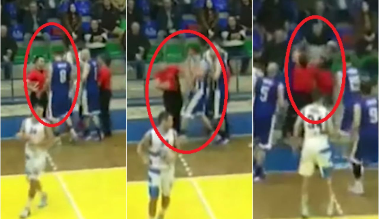 Brutal agresión de un jugador a un árbitro de baloncesto en Albania Brutal agresión de un jugador a un árbitro de baloncesto en Albania